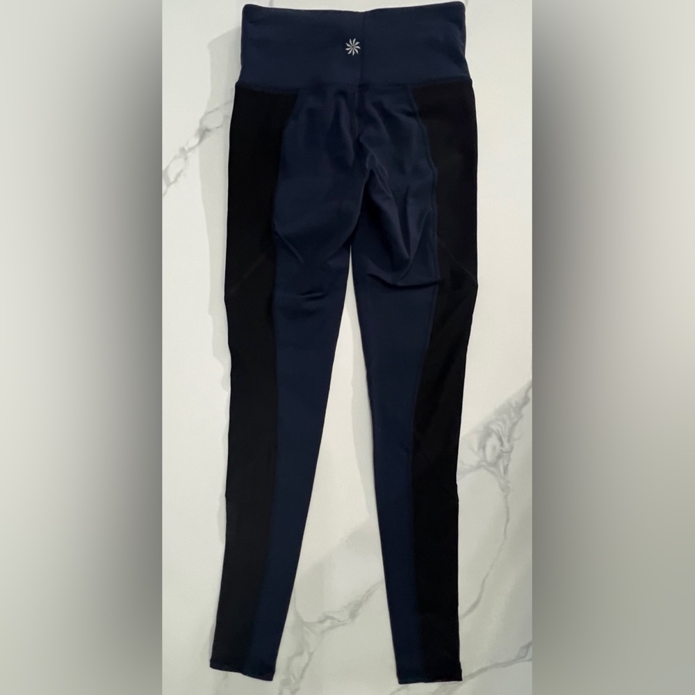 Nwot Athleta Dark Blue With Black Shear On The Sides Leggings Size Xxs View 3
